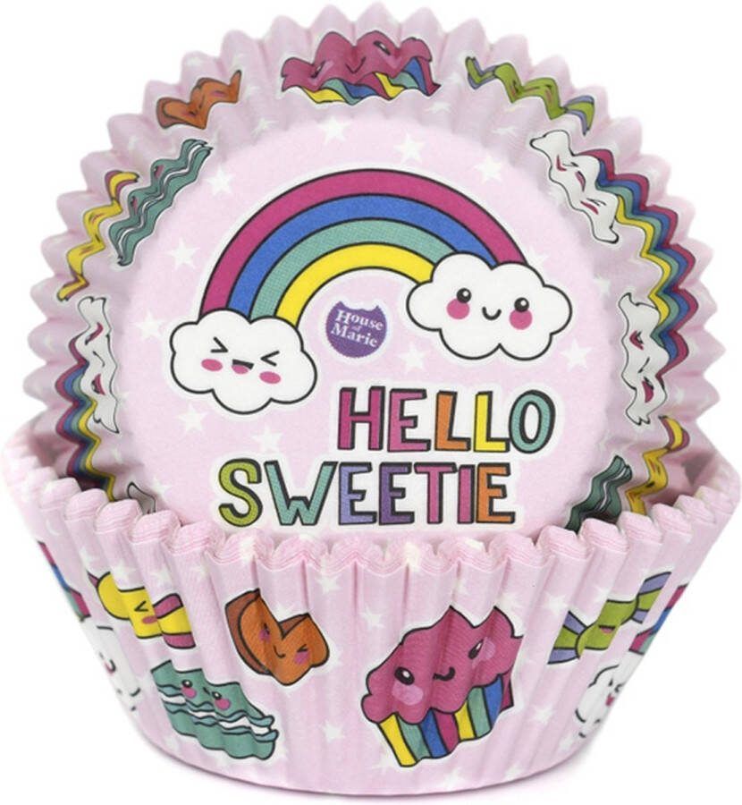 House of Marie Cupcake Vormpjes Rainbow Pink pk 50 Baking Cups