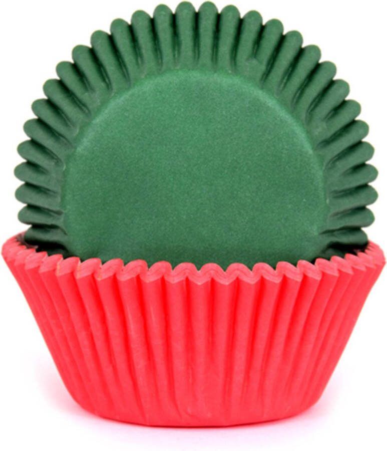House of Marie Cupcake Vormpjes Rood Groen pk 50 Baking Cups
