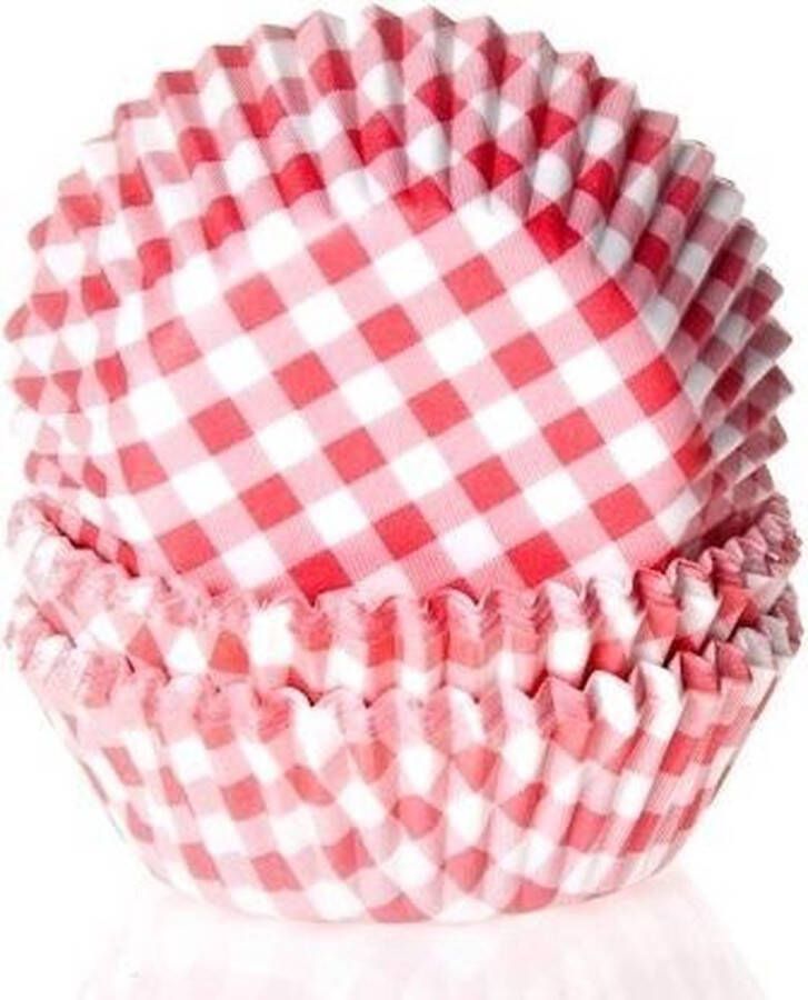 House of Marie Cupcake Vormpjes Ruit Rood pk 50