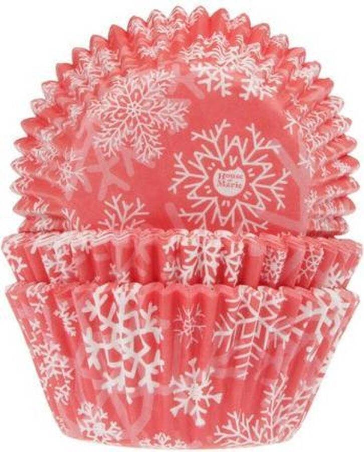 House of Marie Cupcake Vormpjes Sneeuwkristal Rood pk 50 Baking Cups