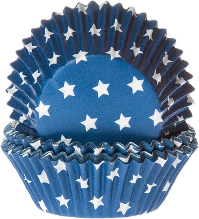 House of Marie Cupcake Vormpjes Baking Cups Ster Blauw pk 50