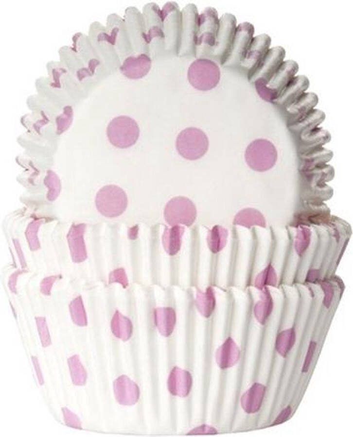 House of Marie Cupcake Vormpjes Baking Cups Stip Wit Baby Roze pk 50