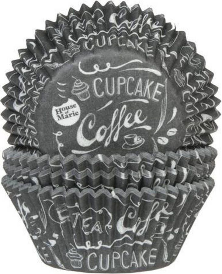 House of Marie Cupcake Vormpjes Baking Cups Koffie & Thee Krijtbord pk 50