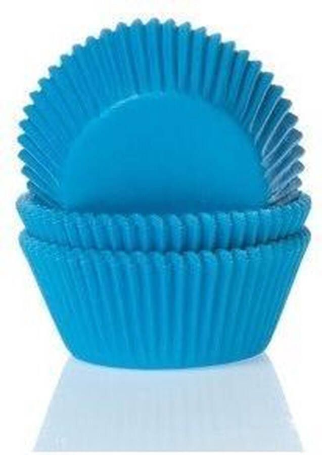 House of Marie Mini Cupcake Vormpjes Baking Cups Cyaan Blauw pk 60