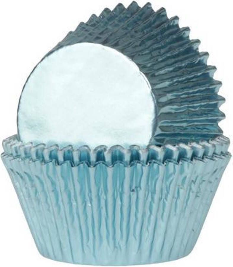 House of Marie Mini Cupcake Vormpjes Baking Cups Folie Baby Blauw pk 36