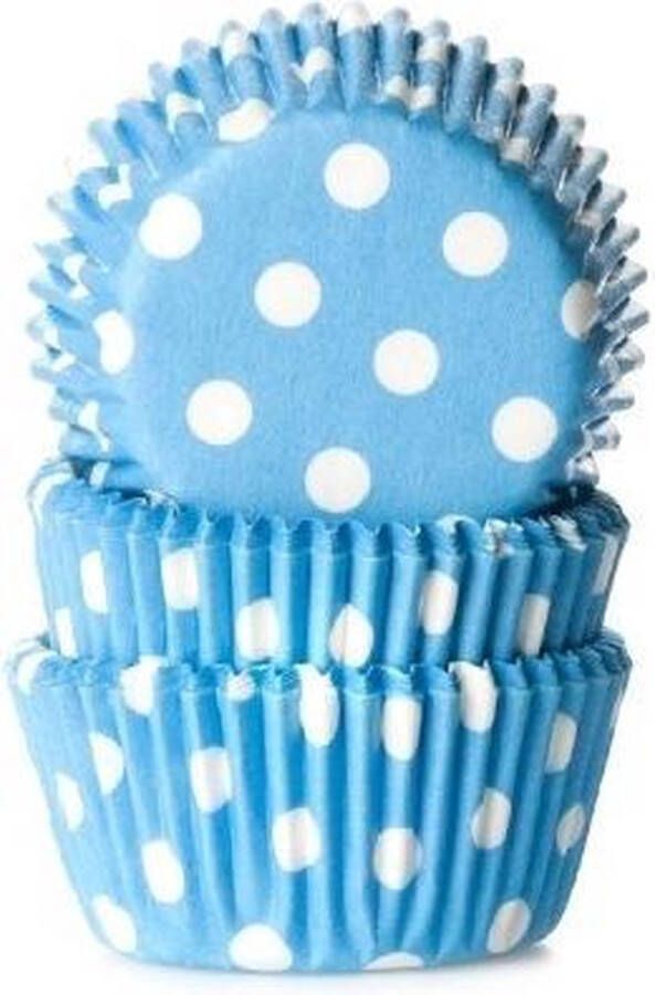 House of Marie Mini Cupcake Vormpjes Baking Cups Stip Blauw pk 60