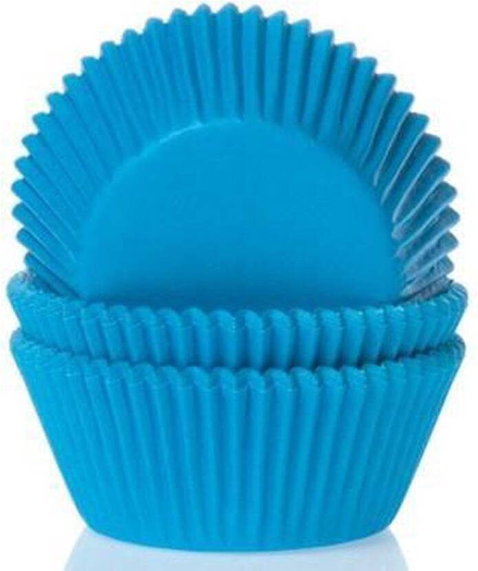 House of Marie Mini Cupcake Vormpjes Baking Cups Cyaan Blauw pk 60