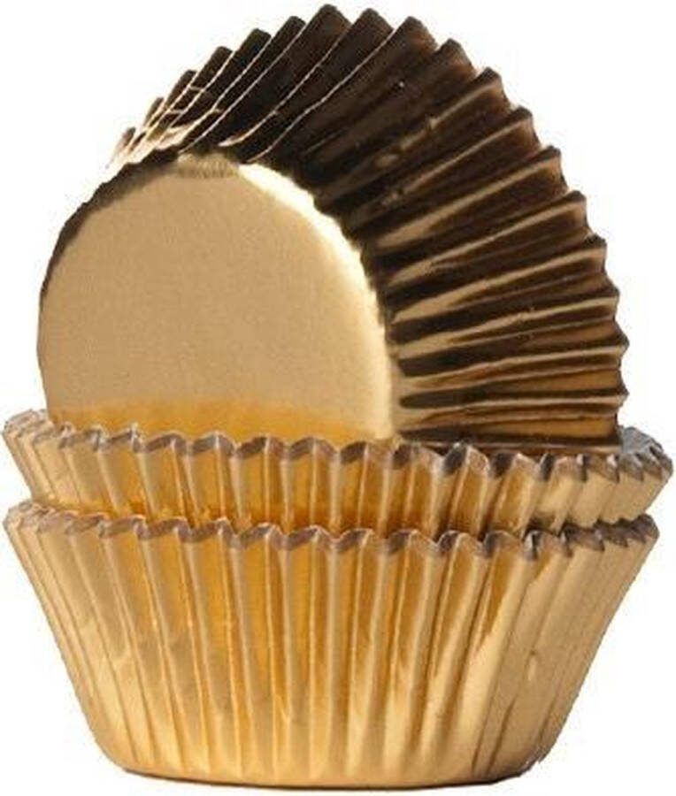 House of Marie Mini Cupcake Vormpjes Baking Cups Folie Goud pk 36
