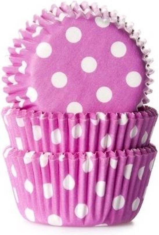 House of Marie Mini Cupcake Vormpjes Baking Cups Stip Roze pk 60