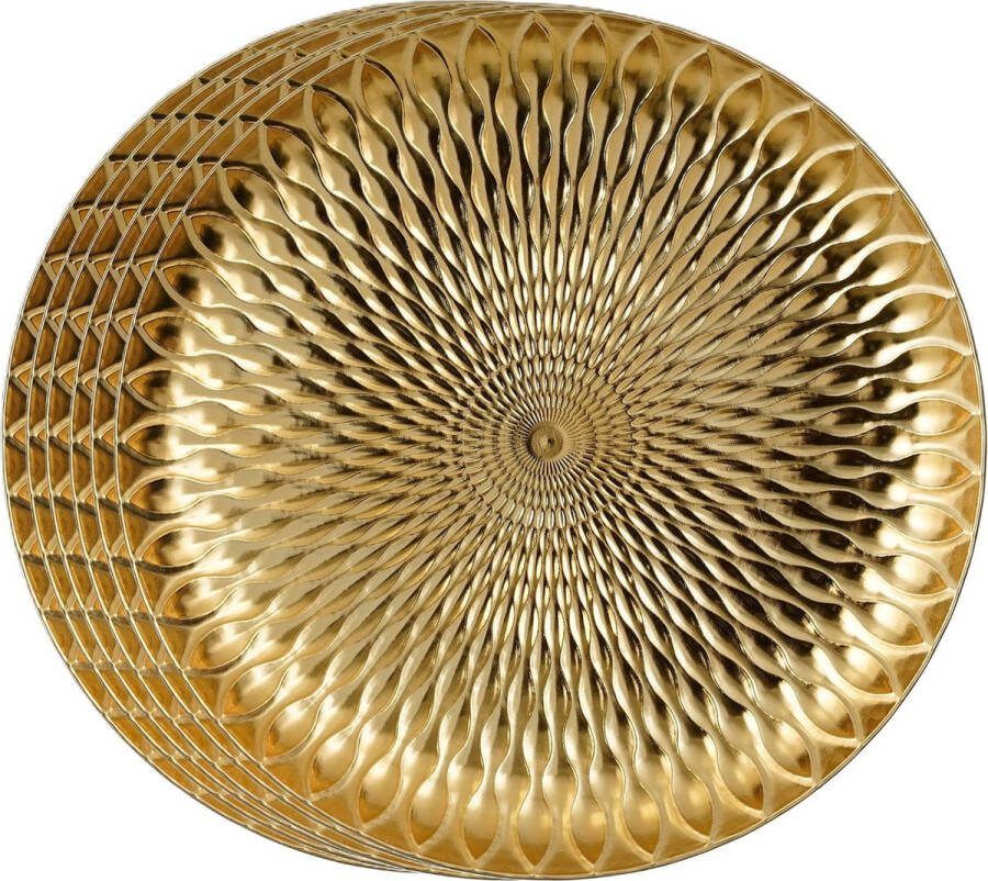 House of Seasons Kerstdiner diner onderborden 12x goud D33 cm gerecycled plastic- rond