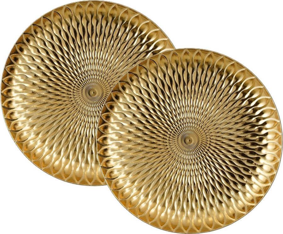 House of Seasons Kerstdiner diner onderborden 2x goud D33 cm gerecycled plastic- rond