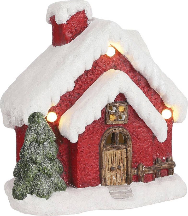 House of Seasons Kersthuisje met Verlichting L29 x B19 x H31 cm Rood