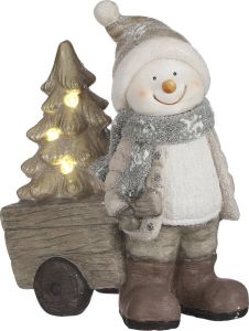 House of Seasons Sneeuwpop Kerstbeeld met Verlichting L31 5 x B20 x H40 5 Grijs