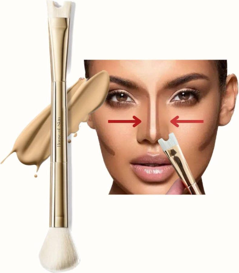 House of skin aesthetics Neus Contour & Blush Kwast Make-up kwast 2-in-1- Contour Blush Populair Ideaal voor make-up routine kerstcadeau