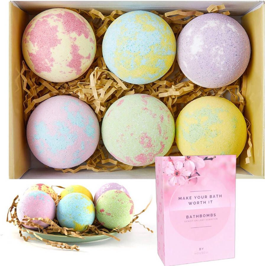 House11 Bruisballen Voor Bad Heerlijk genieten met een XXL Bruisbal Set van 6 Bathbombs Ontspan én krijg een heerlijk zachte huid Geniet en laat genieten Luxe giftset