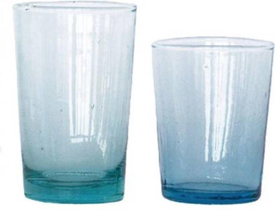 Household Hardware waterglas M recycled glas mondgeblazen set van zes