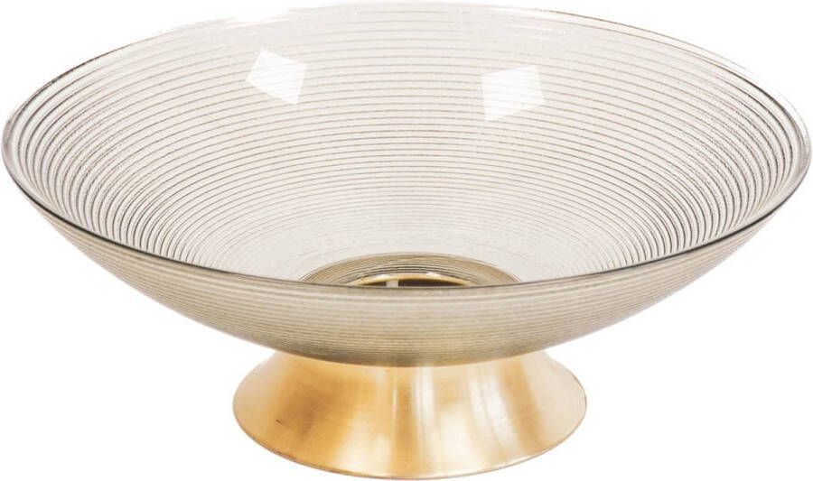 Housevitamin HV Super Bowl Schaal met gouden voet Smokey Glas 24 5x8 5 cm