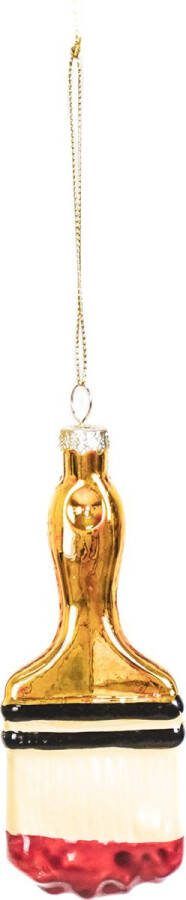 Housevitamin Verfkwast Kerst Ornament Set van 2- Glas- 5x2 5x12 5cm