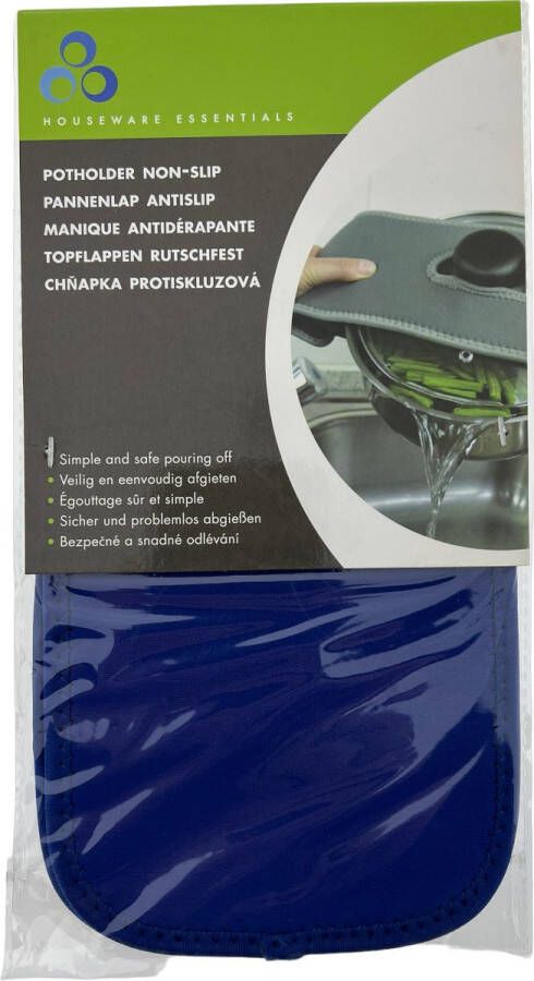 Houseware Essential Afgiet Pannenlap Neopreen Anti Slip Blauw 50 x 13 cm