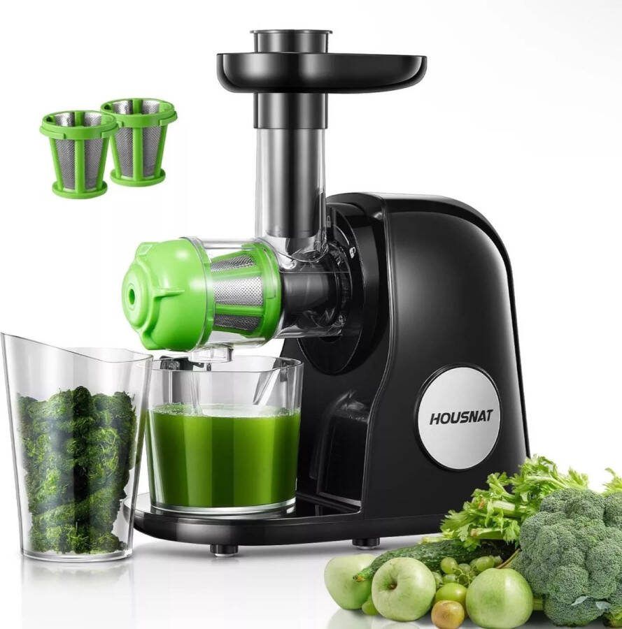 Housnat Slowjuicer AMR521 sapcentrifuge voor groente en fruit Zwart