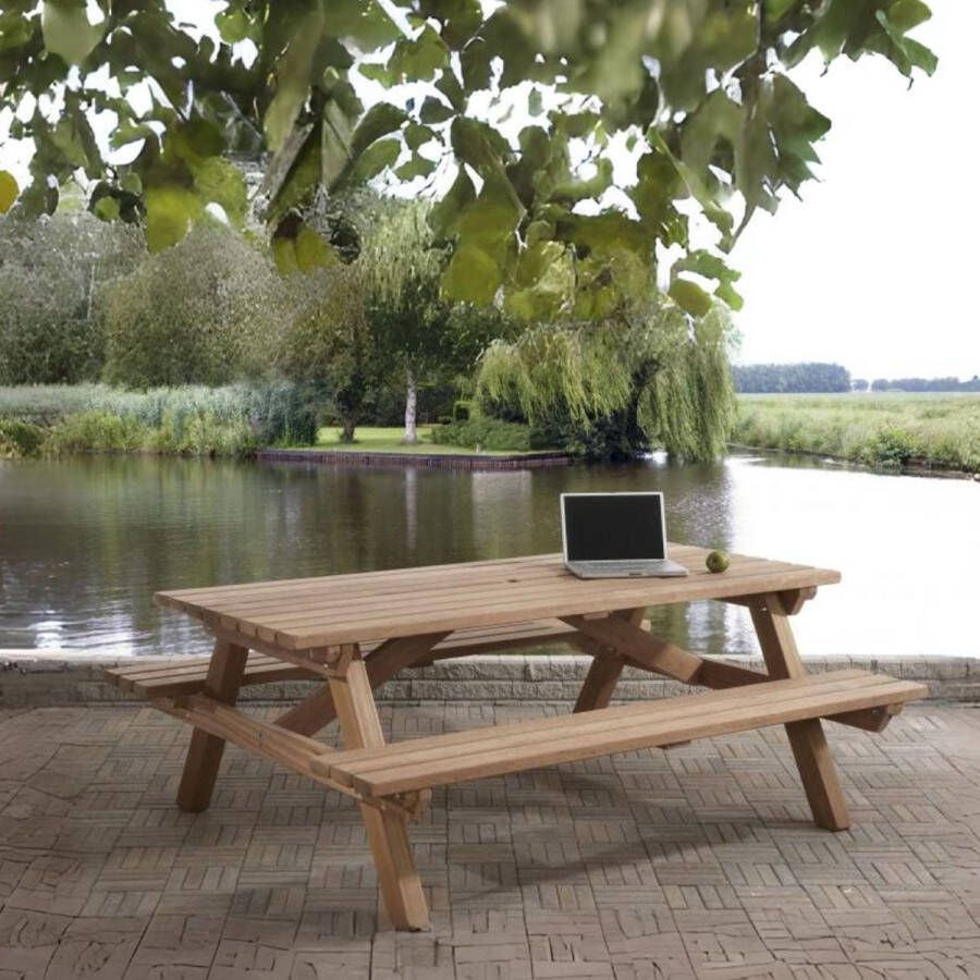 Hout In Stijl Picknicktafel Eva 8 personen 200x160cm Hardhout Tuintafel Picknicktafels voor Buiten