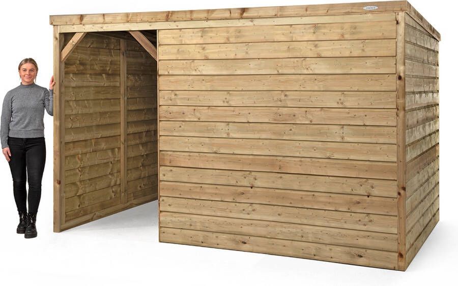 Hout In Stijl Tuinschuur Winter Tuinkast Fietsenstalling inloop Tuinberging Schuur in Tuin Fietsberging