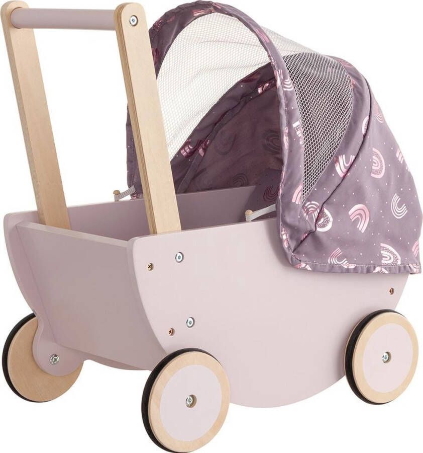 Howa Houten Poppenwagen Rainbow met opvouwbare kap 25502