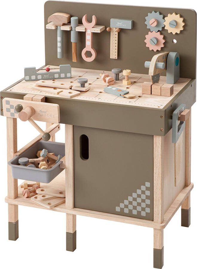 Howa Houten Speelgoed Werkbank 38 x 59 cm Met 47 Accessoires 4905