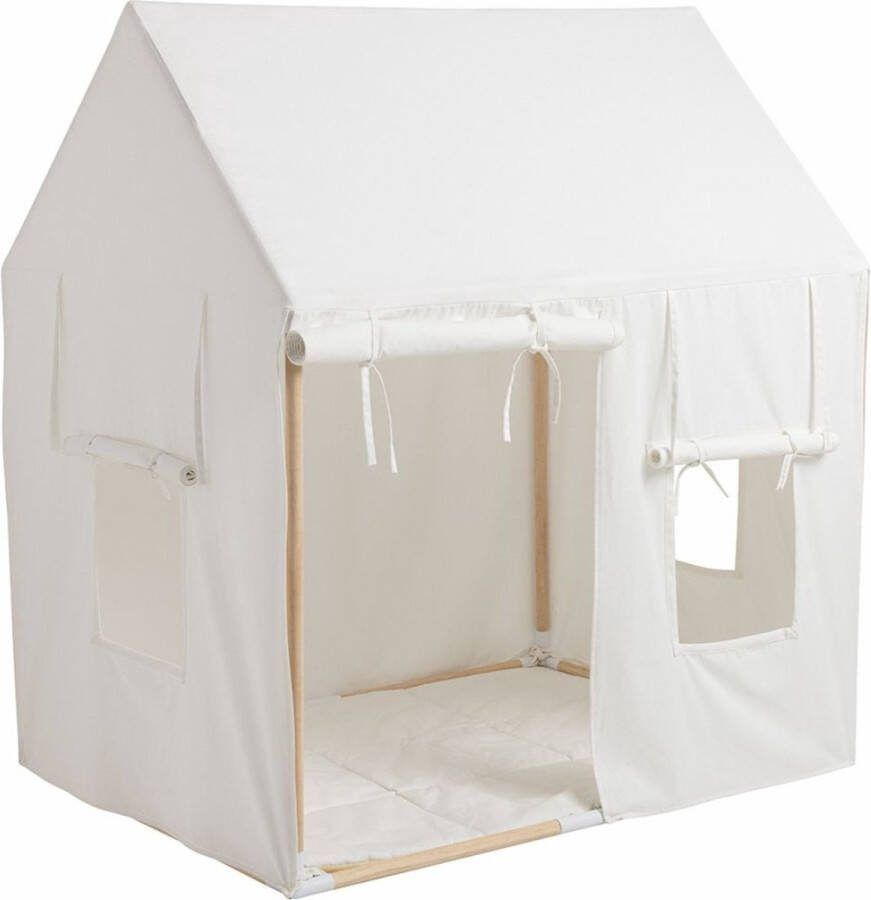 Howa Kindertent indoor Speelhuis Katoen Speeltent inclusief Vloermat L110cmx B80cm x H125cm 3 ramen en zijpanelen die open kunnen 8515