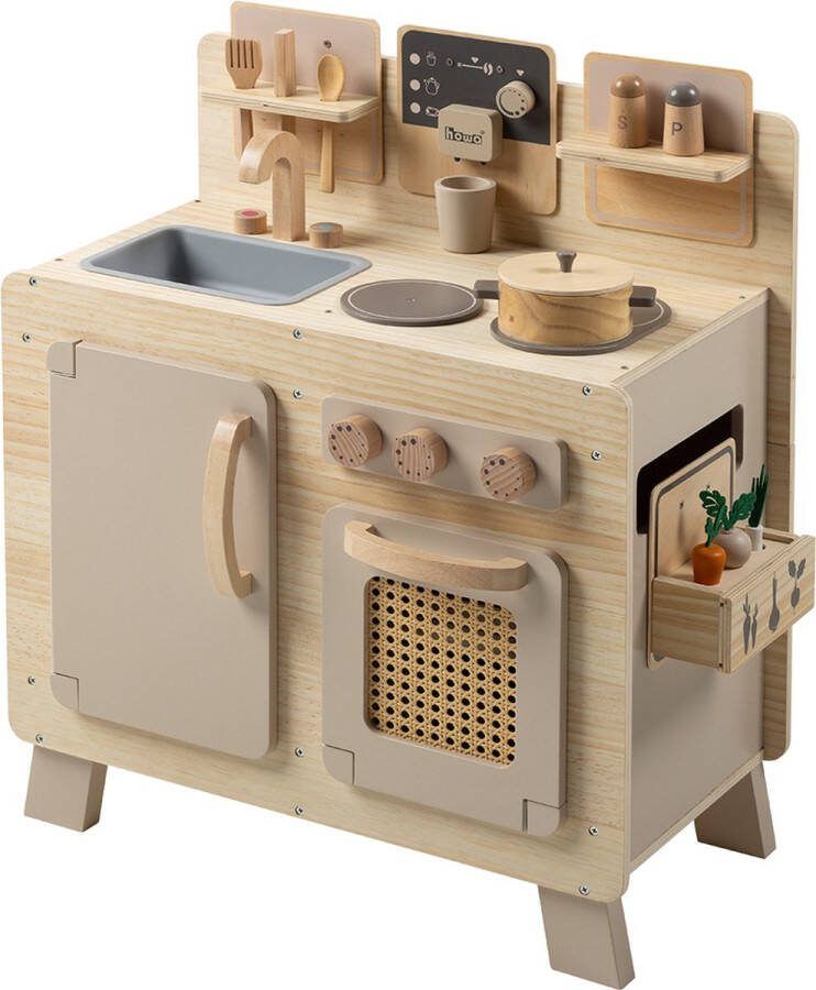 Howa Speelgoed Kinderkeuken Speelkeuken Keuken van Hout FoodieFun incl. 10-delig Kookaccessoires 48241