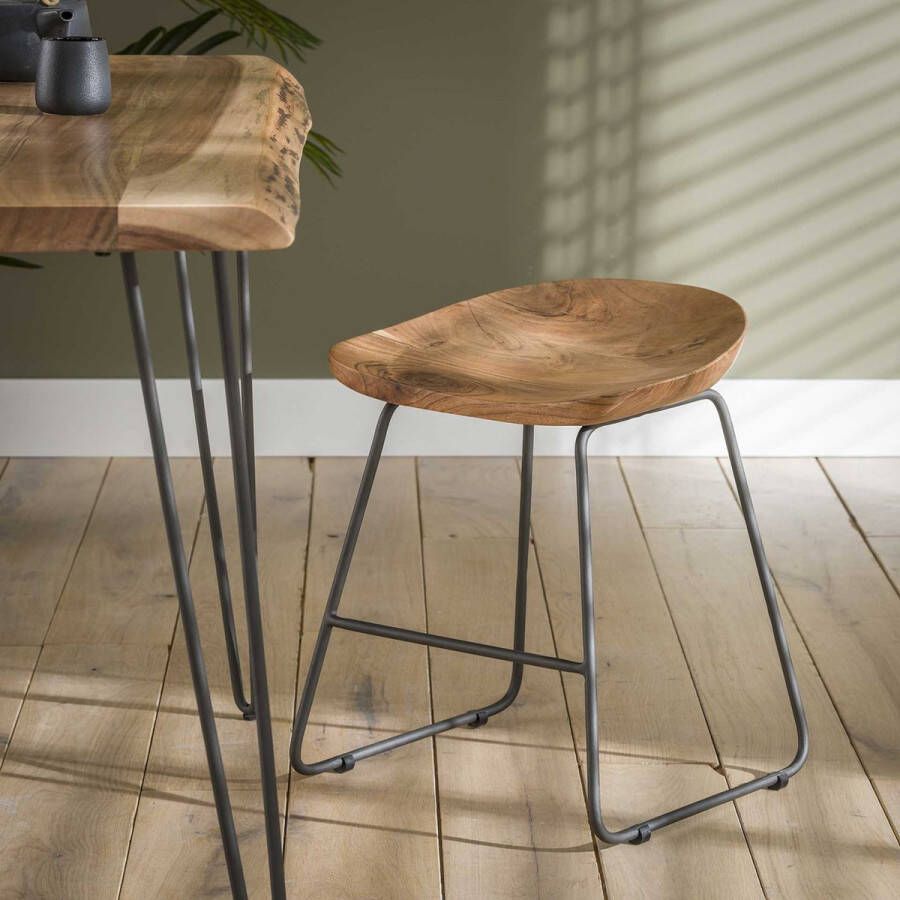 Hoyz Collection Hoyz Houten Kruk Bruin Acaciahout 2 Stuks