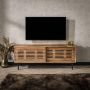 Hoyz Collection TV-meubel 135cm 2 Deuren Slide Massief Acacia Naturel - Thumbnail 1
