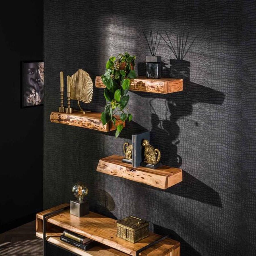 Hoyz Collection Wandschap Tree Lades Acaciahout- Set Van 3