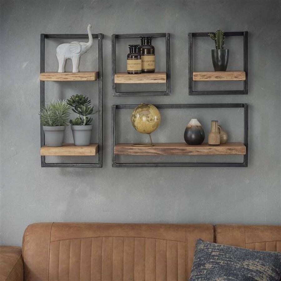Hoyz Wandplanken set Edge Acacia hout Complete set 4 stuks