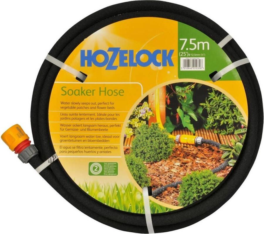 Hozelock Druppel slang poreus 15m Ø 12 5 mm voor oa. groentetuin met koppeling