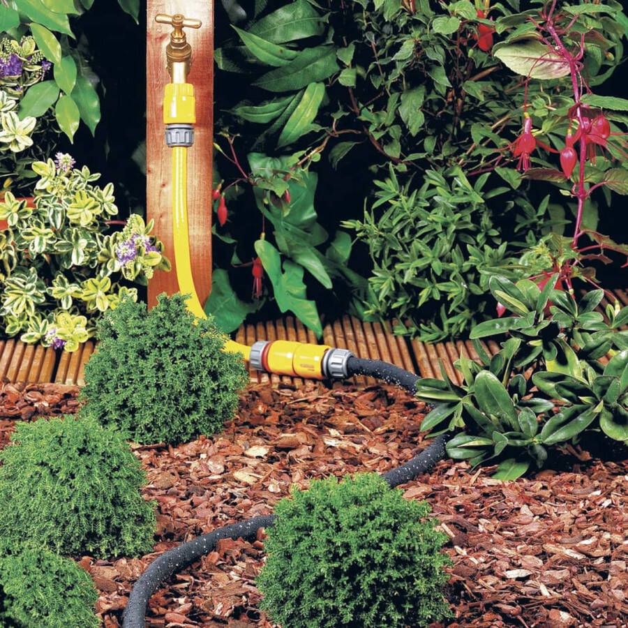 Hozelock Druppel slang poreus 15m Ø 12 5 mm voor oa. groentetuin met koppeling