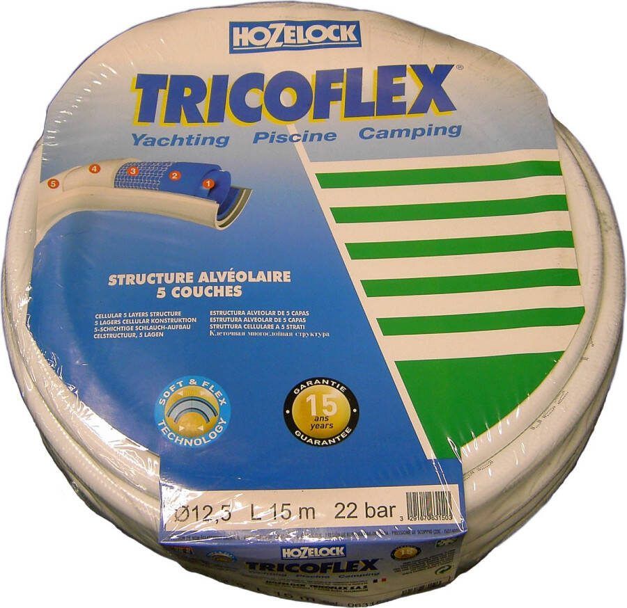 Hozelock Tricoflex 5-laags Waterslang 12 5 mm (1 2″) 15m Rol voor Yacht Camping & Caravan