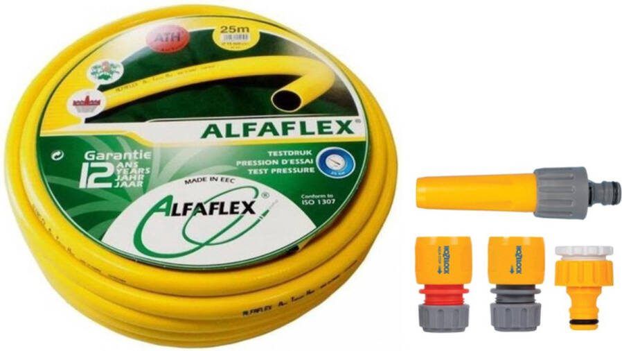 Hozelock TWC set : Alfaflex 1 2 slang 25mtr rol + tuinspuit en koppelingen Plug and Play SET