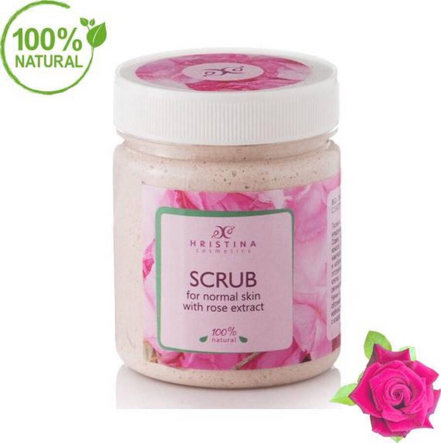 Hristina Rose Face & Body Scrub Met Elastine En Rose Water 100% Natural 200ml