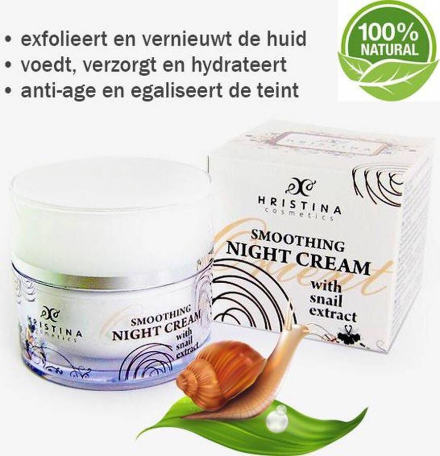 Hristina Slakken Snail Anti-age Nachtcrème Bio Met Jojoba&Shea Butter 50ml