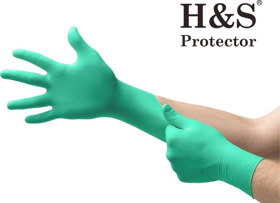 HS Protector H&S PROTECTOR Nitril handschoenen Wegwerp handschoenen Groen XL Poedervrij 100 stuks