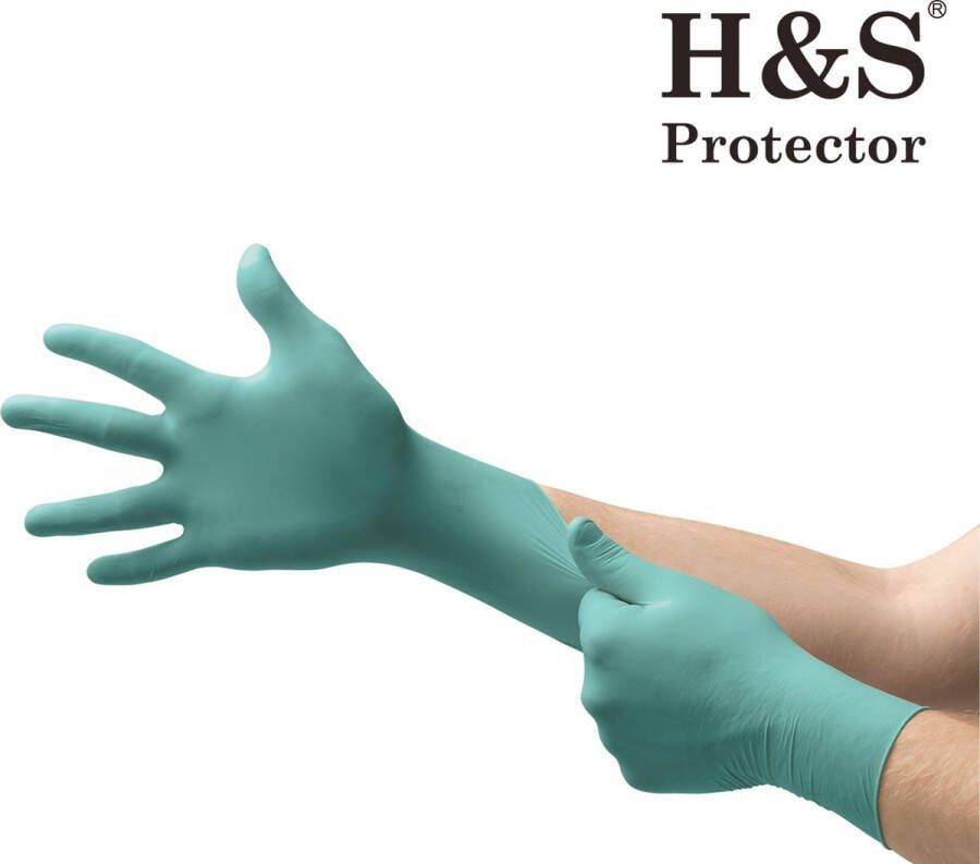 HS Protector H&S PROTECTOR Nitril handschoenen Wegwerp handschoenen Turkoois L Poedervrij 100 stuks
