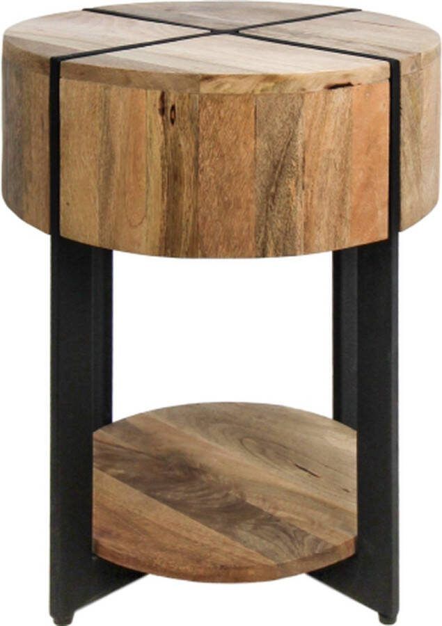 HSM Collection bijzettafel Jackson naturel zwart Ø40x51 cm Leen Bakker