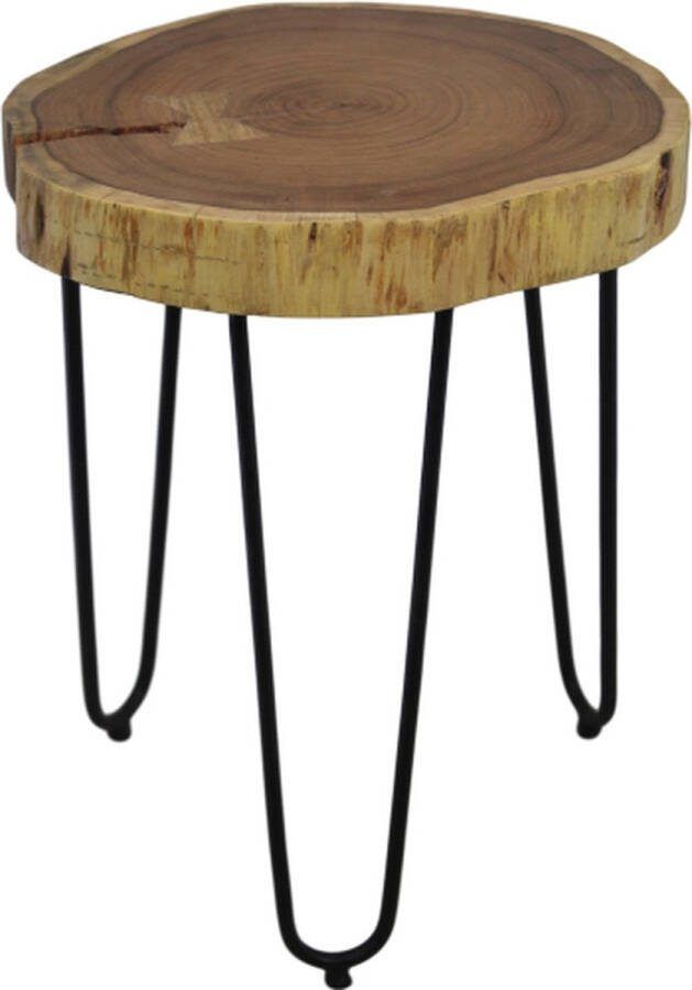 HSM Collection bijzettafel Live Edge naturel zwart Ø32-38x45 cm Leen Bakker
