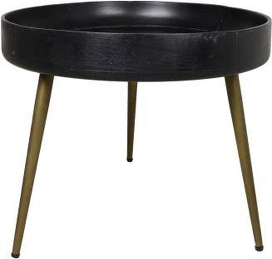 HSM Collection Bijzettafel Ventura Ã¸50 cm mangohout ijzer black wash antique gold