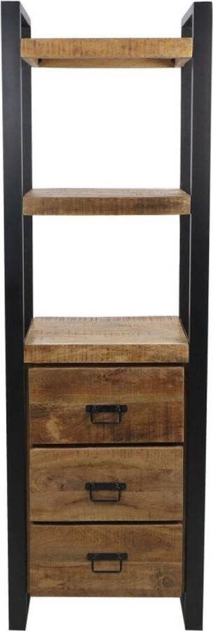 HSM Collection HSM Boekenkast 55x35x175 Naturel zwart Mangohout metaal