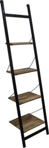 HSM Collection decoratieve ladder Hayo zwart naturel 55x40x220 cm Leen Bakker