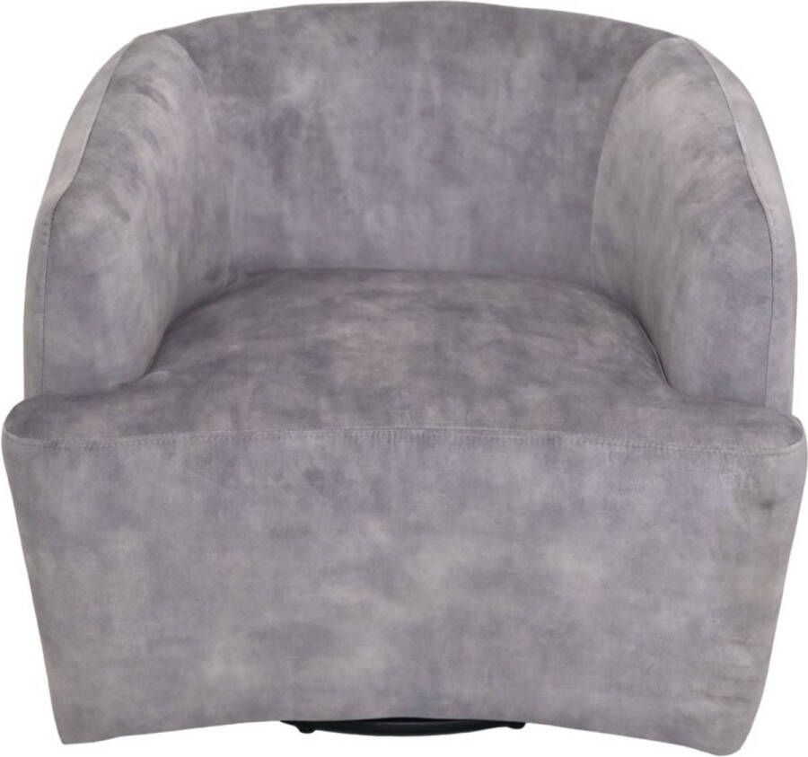 HSM Collection Draai fauteuil 80x77x71 Dolfijn grijs zwart Adore 180 Velours metaal