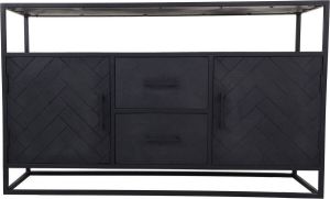 HSM Collection Dressoir Verona 140x40x85 Zwart Mangohout Metaal