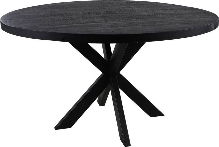 HSM Collection Ronde eettafel Melbourne ø120x76 Zwart Mangohout ijzer